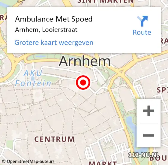 Locatie op kaart van de 112 melding: Ambulance Met Spoed Naar Arnhem, Looierstraat op 8 april 2019 16:47