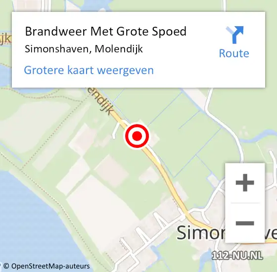 Locatie op kaart van de 112 melding: Brandweer Met Grote Spoed Naar Simonshaven, Molendijk op 8 april 2019 17:59