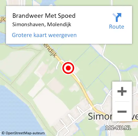 Locatie op kaart van de 112 melding: Brandweer Met Spoed Naar Simonshaven, Molendijk op 8 april 2019 18:36