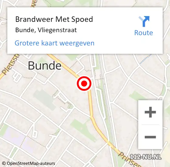 Locatie op kaart van de 112 melding: Brandweer Met Spoed Naar Bunde, Vliegenstraat op 8 april 2019 19:15