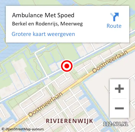 Locatie op kaart van de 112 melding: Ambulance Met Spoed Naar Berkel en Rodenrijs, Meerweg op 8 april 2019 19:21