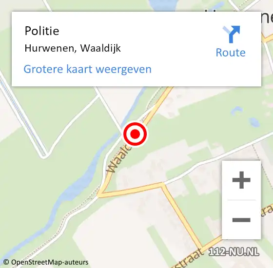 Locatie op kaart van de 112 melding: Politie Hurwenen, Waaldijk op 8 april 2019 20:00