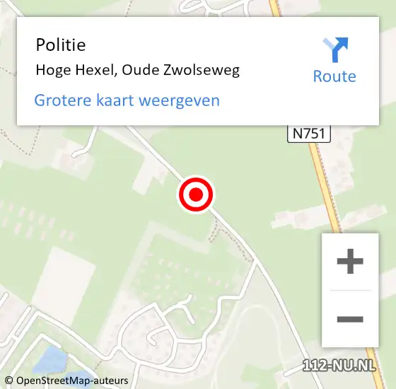 Locatie op kaart van de 112 melding: Politie Hoge Hexel, Oude Zwolseweg op 8 april 2019 20:17