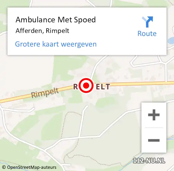 Locatie op kaart van de 112 melding: Ambulance Met Spoed Naar Afferden, Rimpelt op 8 april 2019 20:18