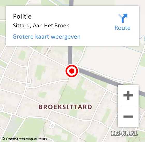 Locatie op kaart van de 112 melding: Politie Sittard, Aan Het Broek op 8 april 2019 21:12