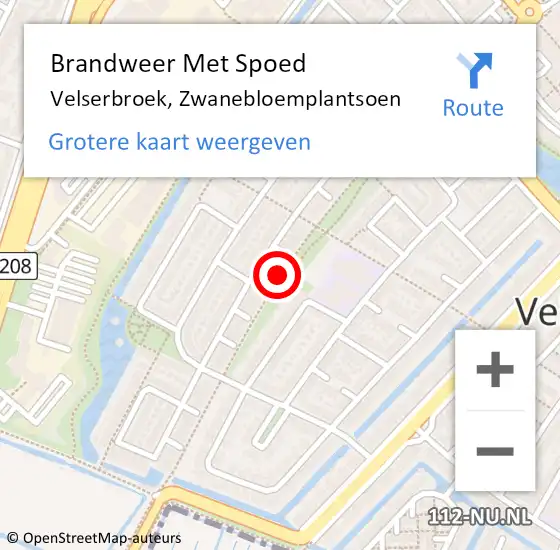 Locatie op kaart van de 112 melding: Brandweer Met Spoed Naar Velserbroek, Zwanebloemplantsoen op 8 april 2019 22:08