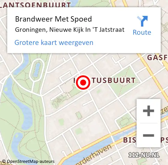 Locatie op kaart van de 112 melding: Brandweer Met Spoed Naar Groningen, Nieuwe Kijk In 'T Jatstraat op 8 april 2019 22:14