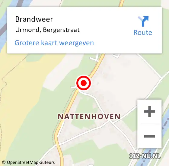 Locatie op kaart van de 112 melding: Brandweer Urmond, Bergerstraat op 28 maart 2014 18:03