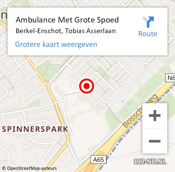 Locatie op kaart van de 112 melding: Ambulance Met Grote Spoed Naar Berkel-Enschot, Tobias Asserlaan op 9 april 2019 00:58