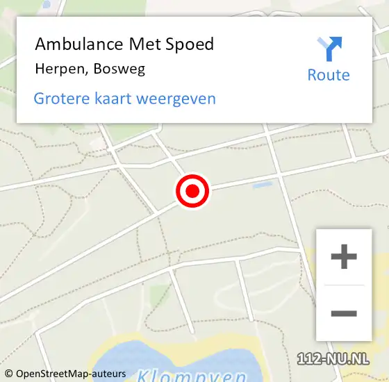 Locatie op kaart van de 112 melding: Ambulance Met Spoed Naar Herpen, Bosweg op 9 april 2019 01:41