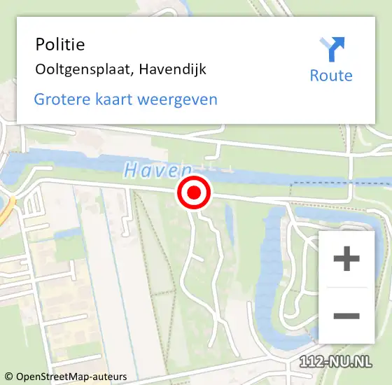 Locatie op kaart van de 112 melding: Politie Ooltgensplaat, Havendijk op 9 april 2019 05:55