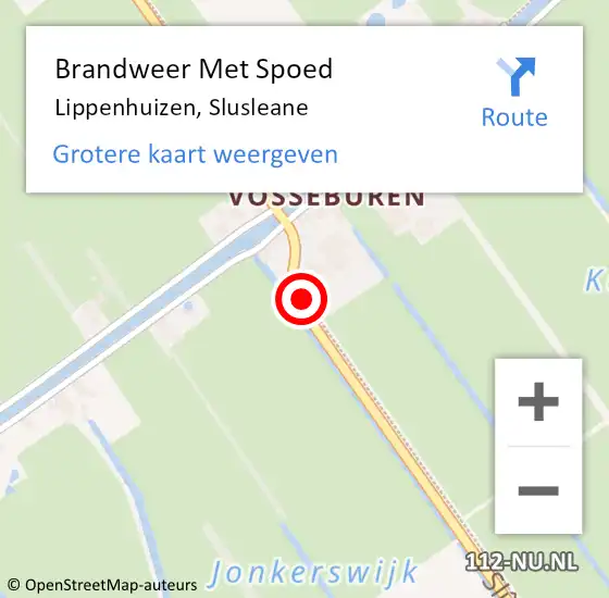 Locatie op kaart van de 112 melding: Brandweer Met Spoed Naar Lippenhuizen, Slusleane op 9 april 2019 06:20