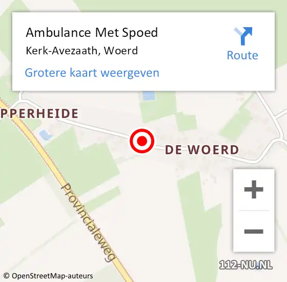 Locatie op kaart van de 112 melding: Ambulance Met Spoed Naar Kerk-Avezaath, Woerd op 9 april 2019 08:25