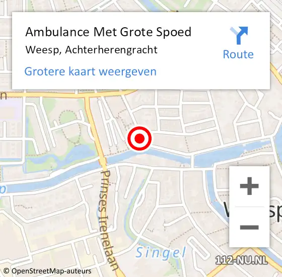 Locatie op kaart van de 112 melding: Ambulance Met Grote Spoed Naar Weesp, Achterherengracht op 28 maart 2014 18:28