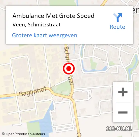 Locatie op kaart van de 112 melding: Ambulance Met Grote Spoed Naar Veen, Schmitzstraat op 9 april 2019 09:11