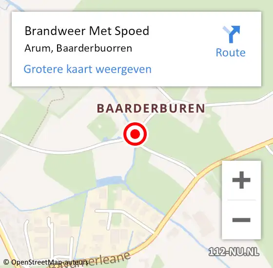 Locatie op kaart van de 112 melding: Brandweer Met Spoed Naar Arum, Baarderbuorren op 9 april 2019 09:41