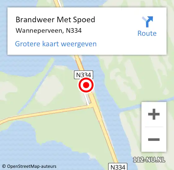 Locatie op kaart van de 112 melding: Brandweer Met Spoed Naar Wanneperveen, N334 op 28 maart 2014 18:37