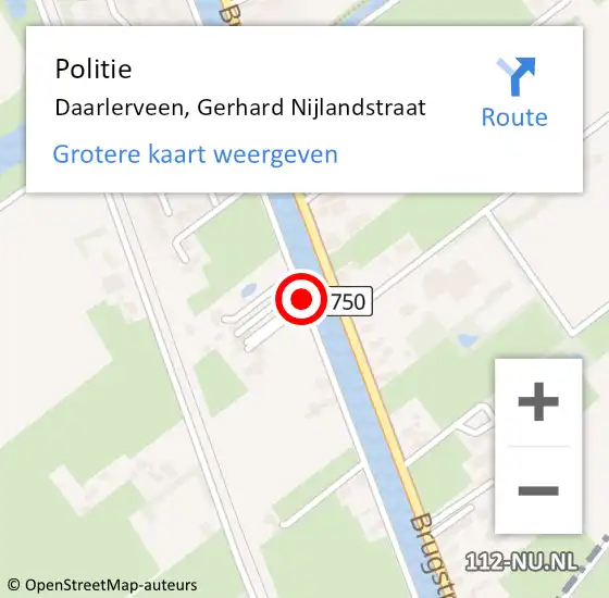 Locatie op kaart van de 112 melding: Politie Daarlerveen, Gerhard Nijlandstraat op 9 april 2019 11:34