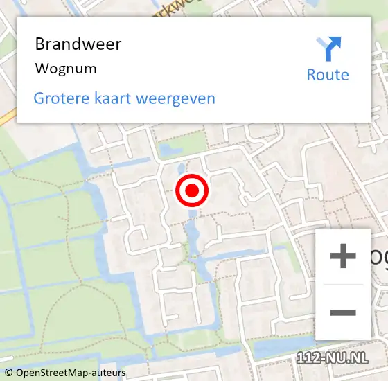 Locatie op kaart van de 112 melding: Brandweer Wognum op 9 april 2019 11:50