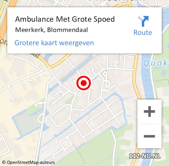 Locatie op kaart van de 112 melding: Ambulance Met Grote Spoed Naar Meerkerk, Blommendaal op 9 april 2019 12:56