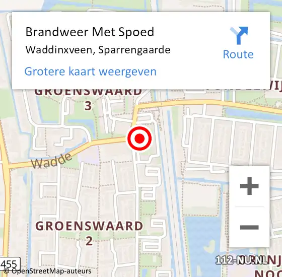 Locatie op kaart van de 112 melding: Brandweer Met Spoed Naar Waddinxveen, Sparrengaarde op 28 maart 2014 18:50