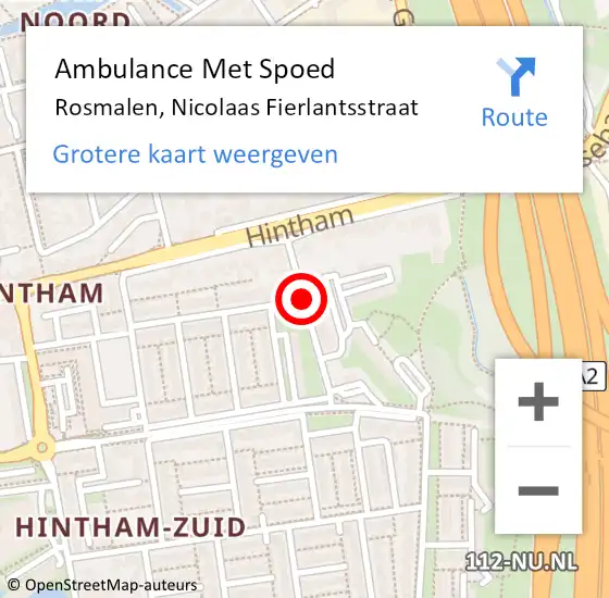 Locatie op kaart van de 112 melding: Ambulance Met Spoed Naar Rosmalen, Nicolaas Fierlantsstraat op 9 april 2019 13:11