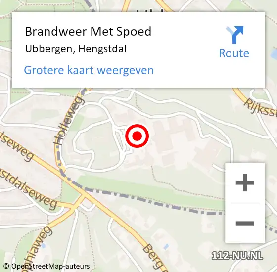 Locatie op kaart van de 112 melding: Brandweer Met Spoed Naar Ubbergen, Hengstdal op 9 april 2019 13:56