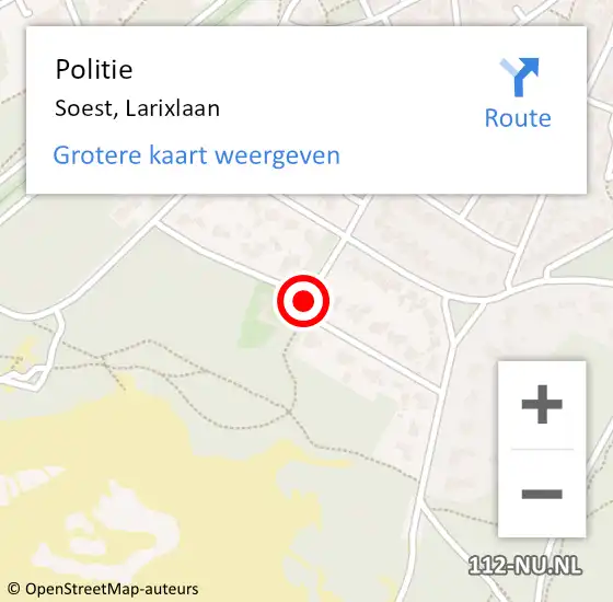 Locatie op kaart van de 112 melding: Politie Soest, Larixlaan op 9 april 2019 14:12
