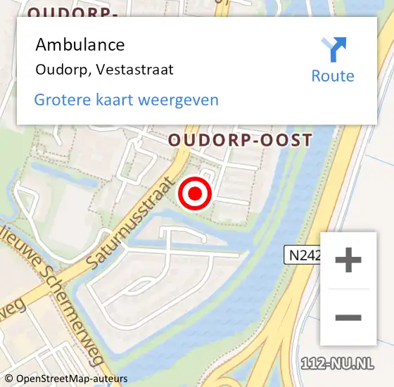 Locatie op kaart van de 112 melding: Ambulance Oudorp, Vestastraat op 9 april 2019 14:18
