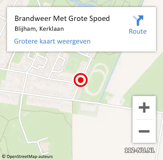 Locatie op kaart van de 112 melding: Brandweer Met Grote Spoed Naar Blijham, Kerklaan op 9 april 2019 15:05