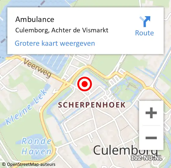 Locatie op kaart van de 112 melding: Ambulance Culemborg, Achter de Vismarkt op 9 april 2019 15:19