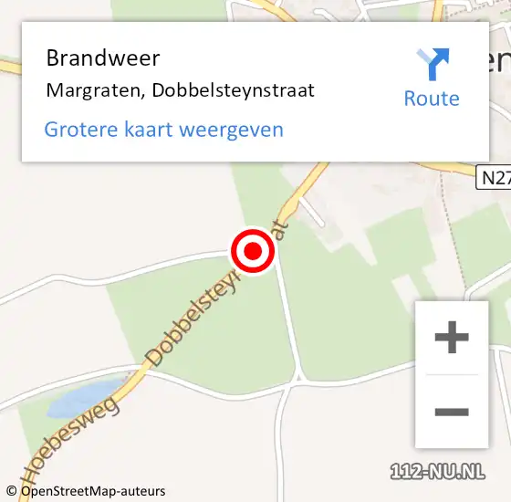 Locatie op kaart van de 112 melding: Brandweer Margraten, Dobbelsteynstraat op 9 april 2019 15:20