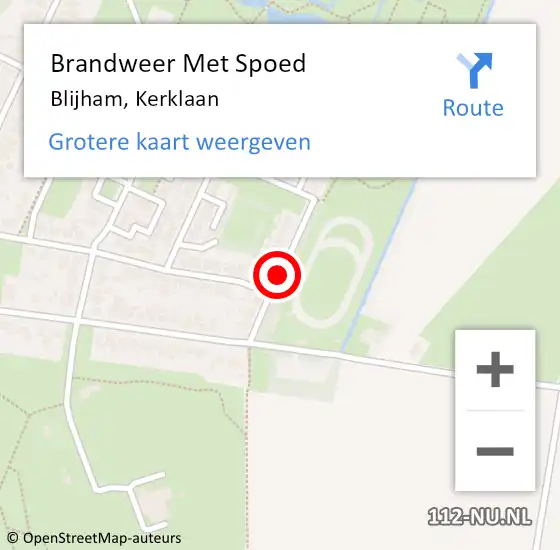 Locatie op kaart van de 112 melding: Brandweer Met Spoed Naar Blijham, Kerklaan op 9 april 2019 15:29