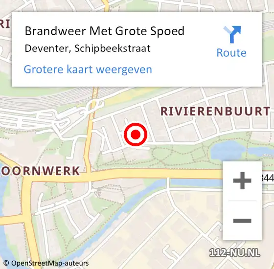 Locatie op kaart van de 112 melding: Brandweer Met Grote Spoed Naar Deventer, Schipbeekstraat op 28 maart 2014 19:08