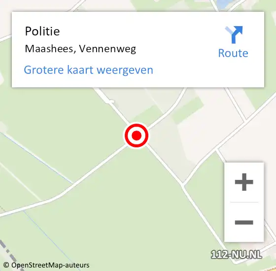 Locatie op kaart van de 112 melding: Politie Maashees, Vennenweg op 9 april 2019 16:40