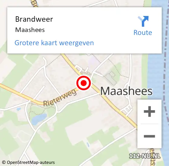 Locatie op kaart van de 112 melding: Brandweer Maashees op 9 april 2019 17:18