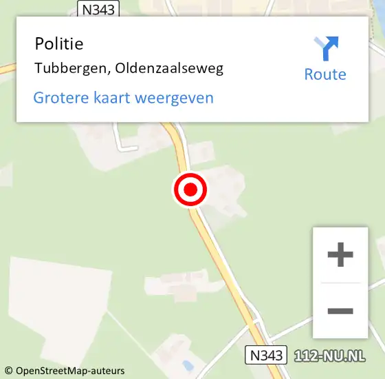 Locatie op kaart van de 112 melding: Politie Tubbergen, Oldenzaalseweg op 9 april 2019 17:31