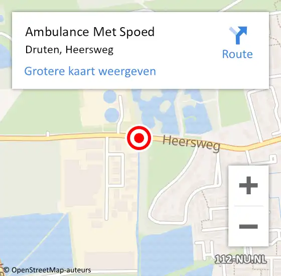 Locatie op kaart van de 112 melding: Ambulance Met Spoed Naar Druten, Heersweg op 9 april 2019 17:34