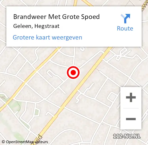 Locatie op kaart van de 112 melding: Brandweer Met Grote Spoed Naar Geleen, Hegstraat op 9 april 2019 18:03