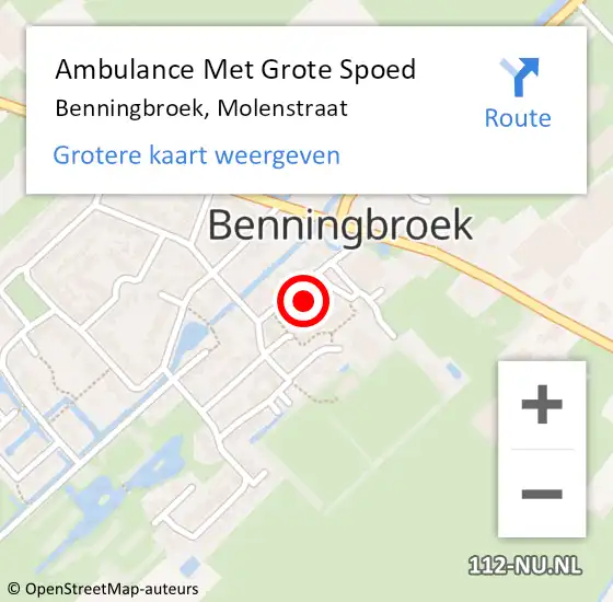 Locatie op kaart van de 112 melding: Ambulance Met Grote Spoed Naar Benningbroek, Molenstraat op 28 maart 2014 19:24