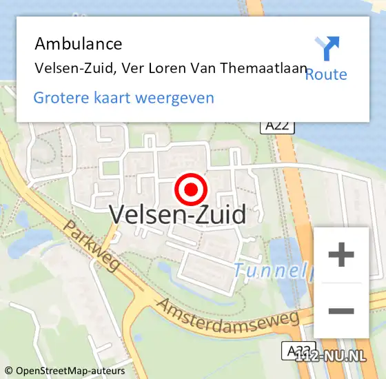 Locatie op kaart van de 112 melding: Ambulance Velsen-Zuid, Ver Loren Van Themaatlaan op 9 april 2019 18:26