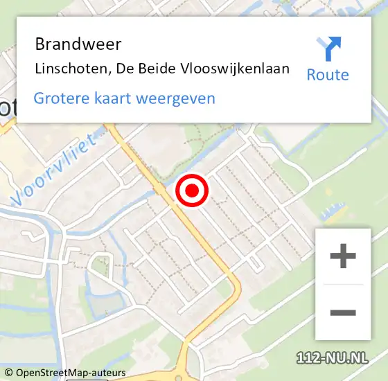 Locatie op kaart van de 112 melding: Brandweer Linschoten, De Beide Vlooswijkenlaan op 9 april 2019 19:37