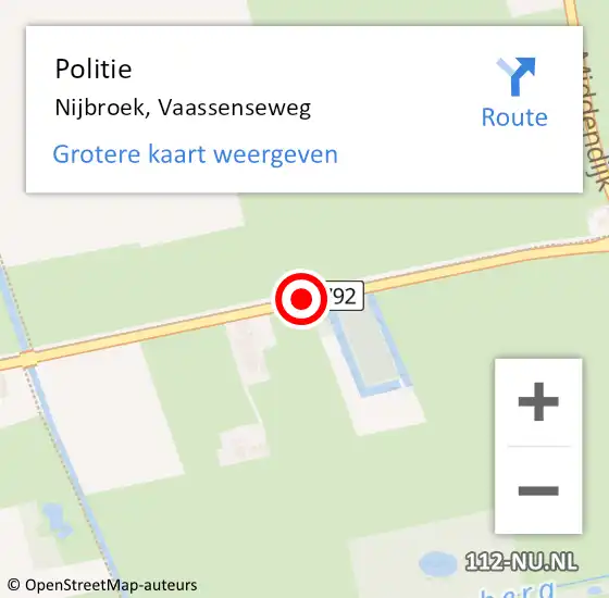 Locatie op kaart van de 112 melding: Politie Nijbroek, Vaassenseweg op 9 april 2019 20:05
