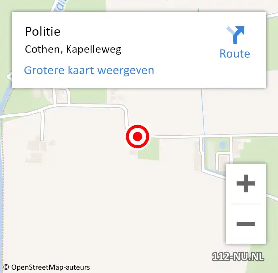 Locatie op kaart van de 112 melding: Politie Cothen, Kapelleweg op 9 april 2019 20:38