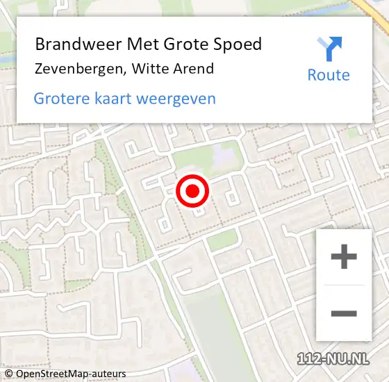 Locatie op kaart van de 112 melding: Brandweer Met Grote Spoed Naar Zevenbergen, Witte Arend op 9 april 2019 22:14