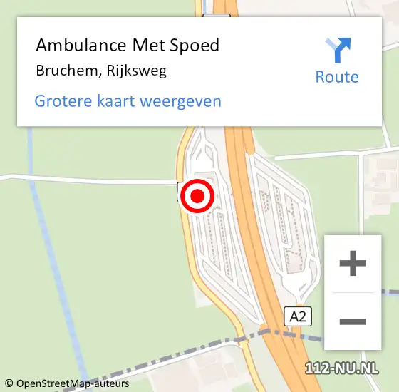 Locatie op kaart van de 112 melding: Ambulance Met Spoed Naar Bruchem, Rijksweg op 9 april 2019 22:30