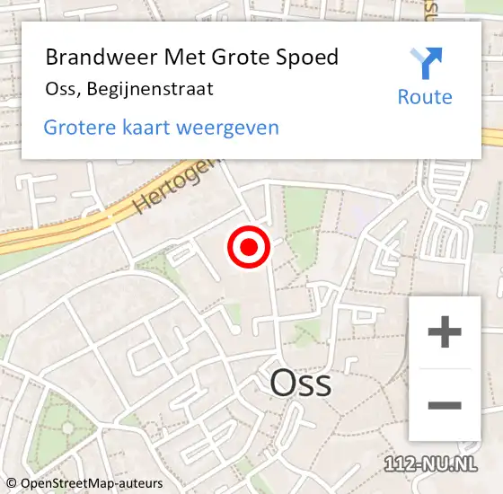 Locatie op kaart van de 112 melding: Brandweer Met Grote Spoed Naar Oss, Begijnenstraat op 9 april 2019 22:32