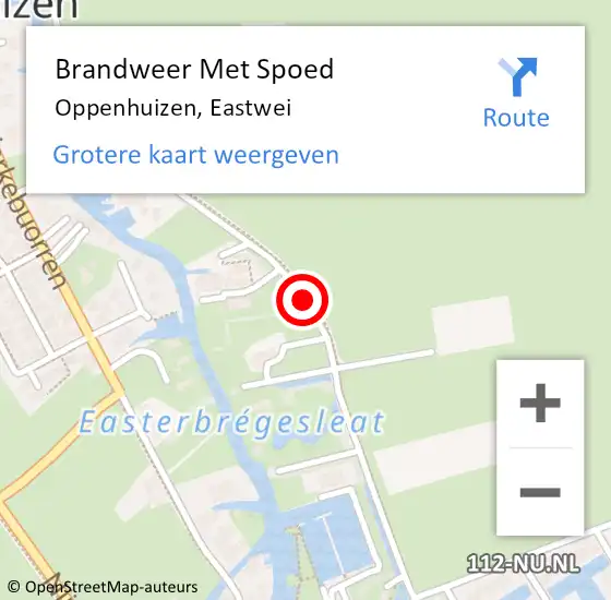 Locatie op kaart van de 112 melding: Brandweer Met Spoed Naar Oppenhuizen, Eastwei op 9 april 2019 23:10