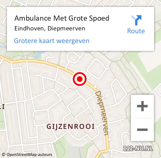 Locatie op kaart van de 112 melding: Ambulance Met Grote Spoed Naar Eindhoven, Diepmeerven op 10 april 2019 00:30