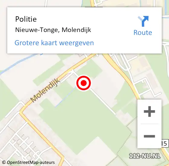 Locatie op kaart van de 112 melding: Politie Nieuwe-Tonge, Molendijk op 10 april 2019 01:50